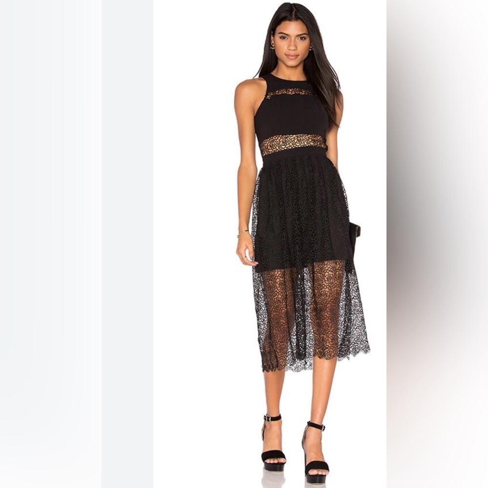 NBD Desire' Midi Lace Overlay Dress
